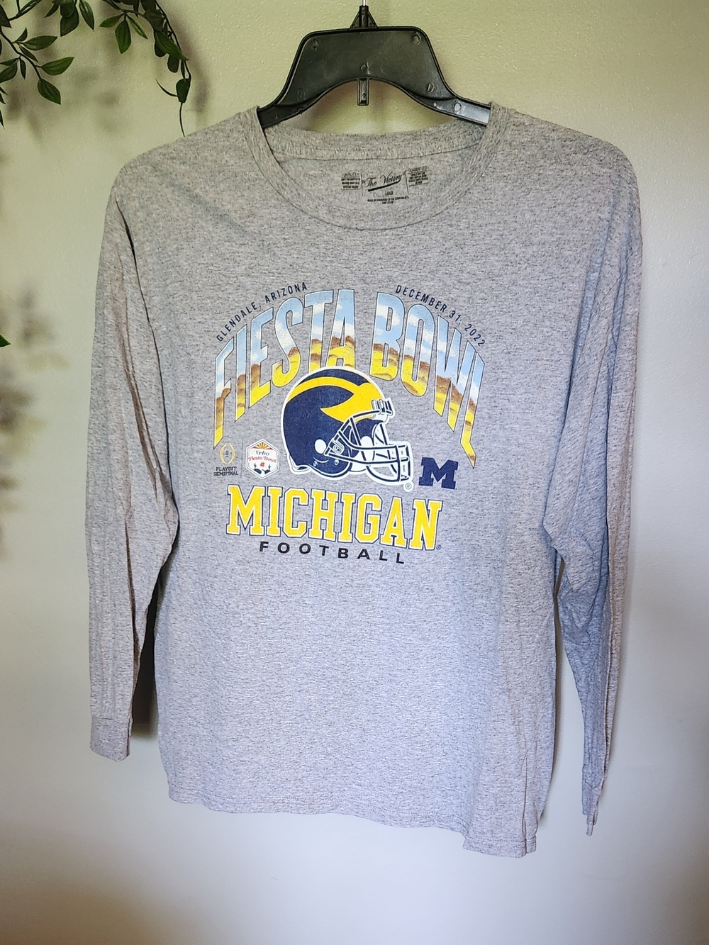 Michigan Football Fiesta Bowl '22 Gray Long Sleeve Tee - Large